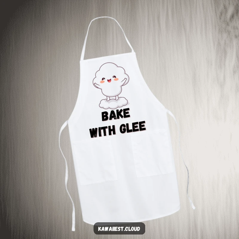 Funny Apron: A cloud character joyfully doing a happy jig while cooking, adding humor to the kitchen.