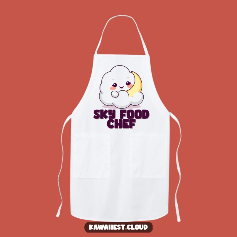 Funny Cloud Moon Nudge Apron: Playful Chef, Celestial Fun, Perfect Funny Gift