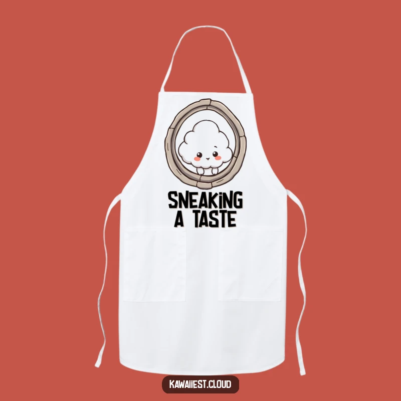Funny Curious Cloud Apron: Peeking Chef Character Wear, Creative Humorous Gift
