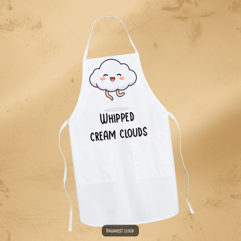 Funny Apron featuring a cloud character with legs kicking joyfully, adding a playful and humorous touch to kitchen activities.