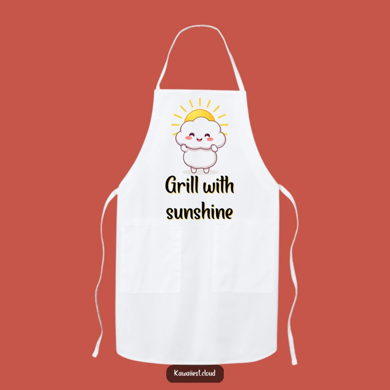 Funny Sunbeam Cloud Apron: Happy Character Sharing Golden Sunbeam, Kitchen Gift