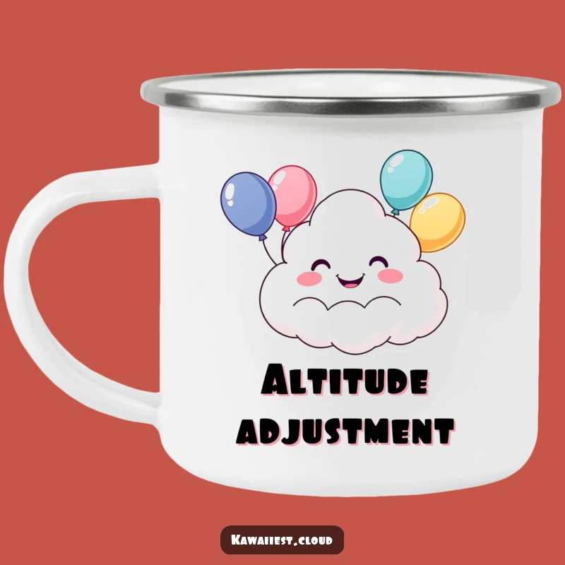 Funny Happy Cloud Camping Mug: Cheerful Balloon Character Drinkware