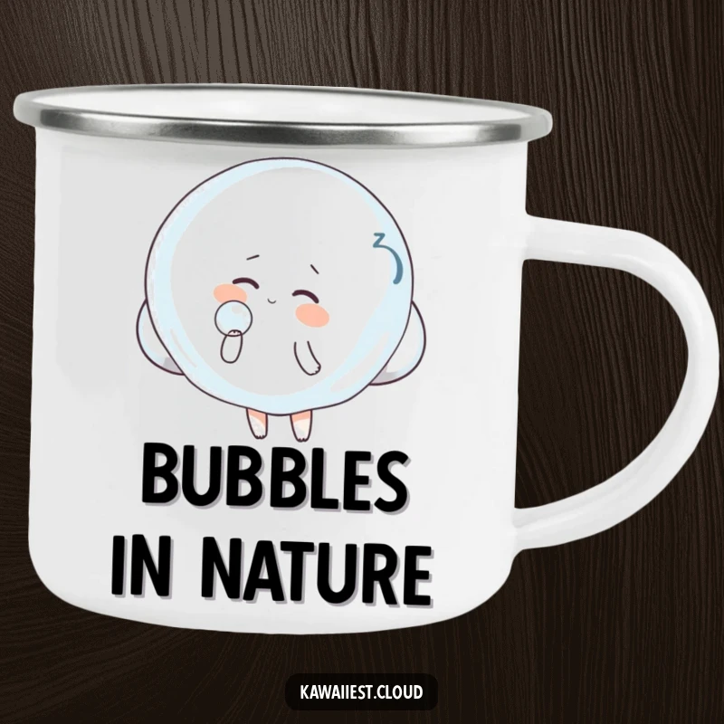 Funny Cloud Camping Mug: A durable mug with a cloud blowing a giant bubble, perfect for enjoying drinks outdoors.