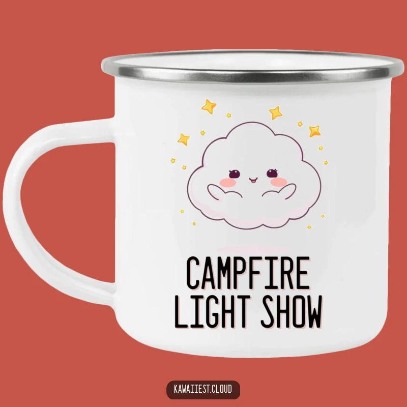 Funny Star Juggling Cloud Camping Mug: Celestial Adventure, Outdoor Humorous Gift