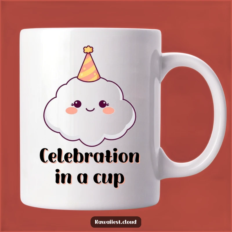 Funny Party Cloud Mug: Tiny Hat, Happy Vibes, Perfect Funny Gift for Celebrations