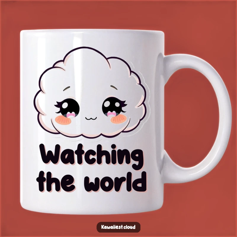 Funny Cloud Mug: Curious Peering Character, Whimsical Twinkling Eyes Gift
