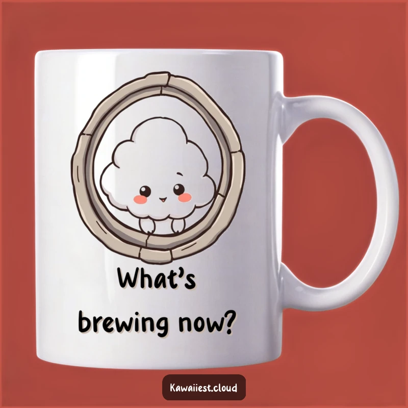 Funny Curious Cloud Mug: Peeking Character Art, Intriguing Humorous Gift for the Inquisitive