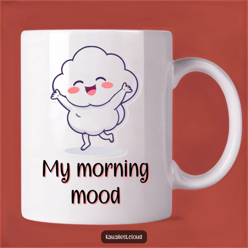 Funny Dancing Cloud Mug: Energetic Character Art, Perfect Humorous Gift for Joyful Mornings