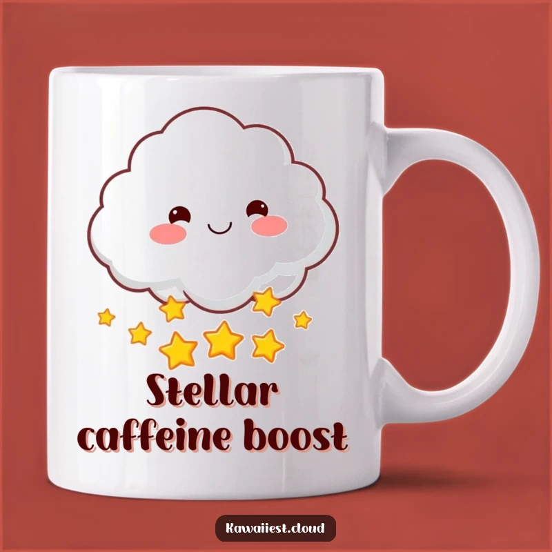 Funny Star-Throwing Cloud Mug: Rosy-Cheeked Character Gift