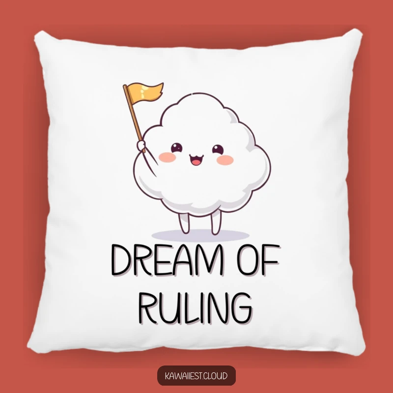 Funny Cloud Waving Flag Pillow: Cozy Humor with a Cheerful Greeting