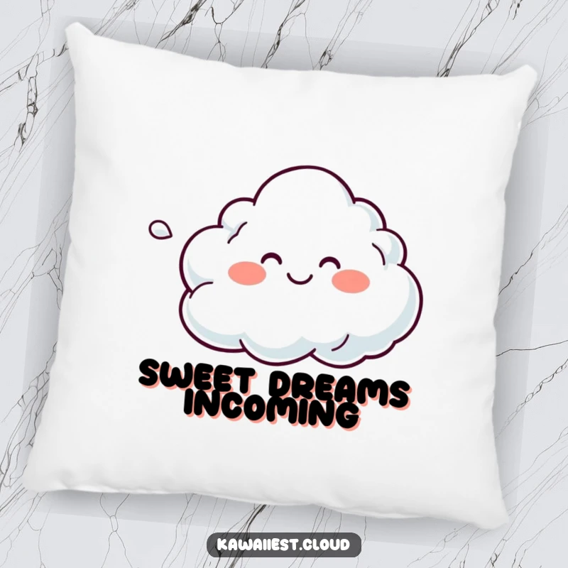 Funny pillow showcasing a smiling cloud character blowing a soft, colorful breeze, ideal for adding gentle charm to any room.