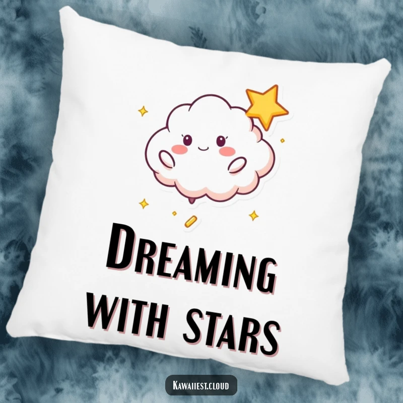 Funny Playful Cloud Pillow: A soft pillow featuring a playful cloud character bouncing a shimmering star.