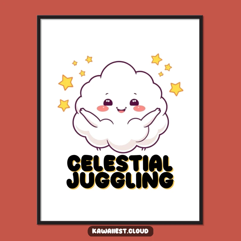 Funny Juggling Cloud Digital Art: Starry Download, Magical Humorous Gift