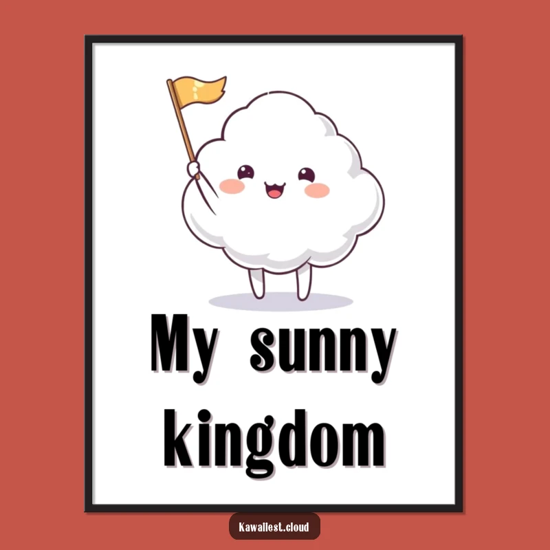 Funny Cloud Waving Flag Digital Art: Cheerful Greeting for Instant Smiles