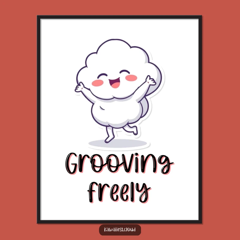 Funny Dancing Cloud Digital Art: Energetic Character Download, Perfect Humorous Gift for Instant Joy