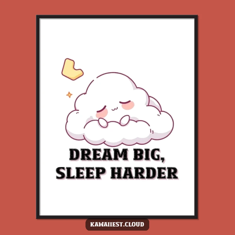 Funny Sleepy Cloud Digital Art - Instant Dreamy Decor, Hilarious Gift Download