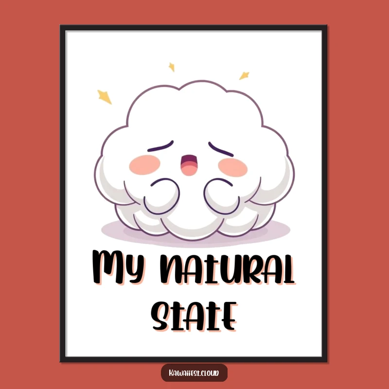 Funny Sleepy Cloud Yawn Digital Art - Instant Whimsy for Your Walls