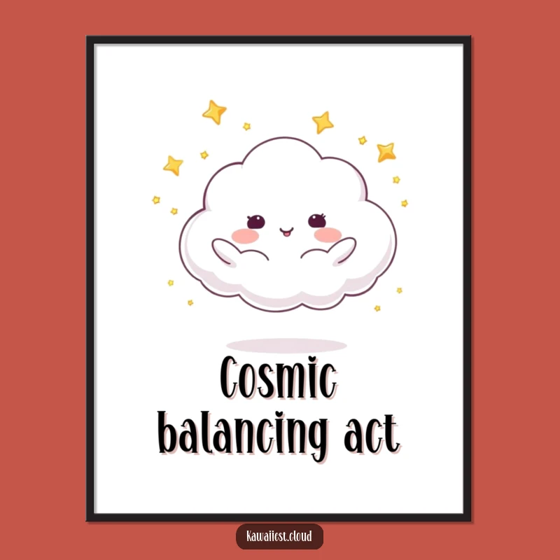 Funny Star Juggling Cloud Digital Art: Celestial Print, Instant Magic Humorous Gift