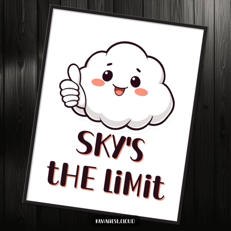 Funny Cloud Digital Art: A printable artwork of a cloud giving a thumbs up with its puffy appendage, bringing instant cheer.