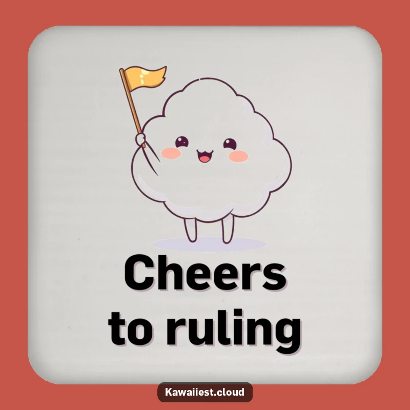 Funny Cloud Waving Flag Drink Coaster: Humorous Decor for Cheerful Surfaces