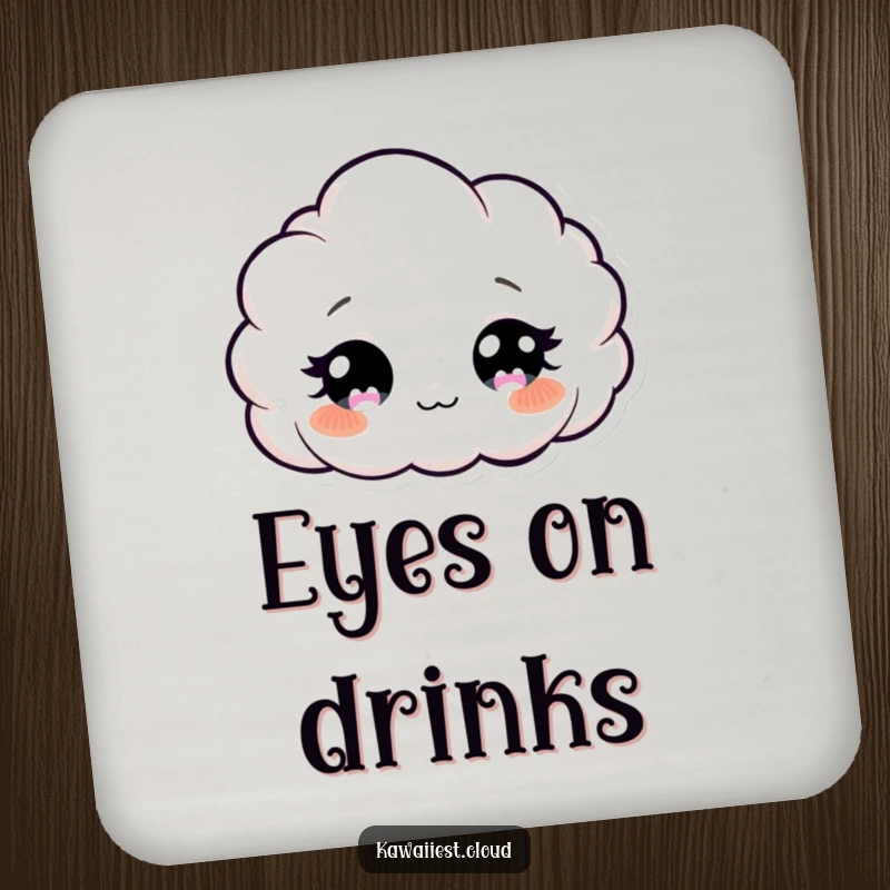 Funny Curious Cloud Coasters: A set of coasters featuring a curious cloud character with wide, twinkling eyes, adding whimsy.