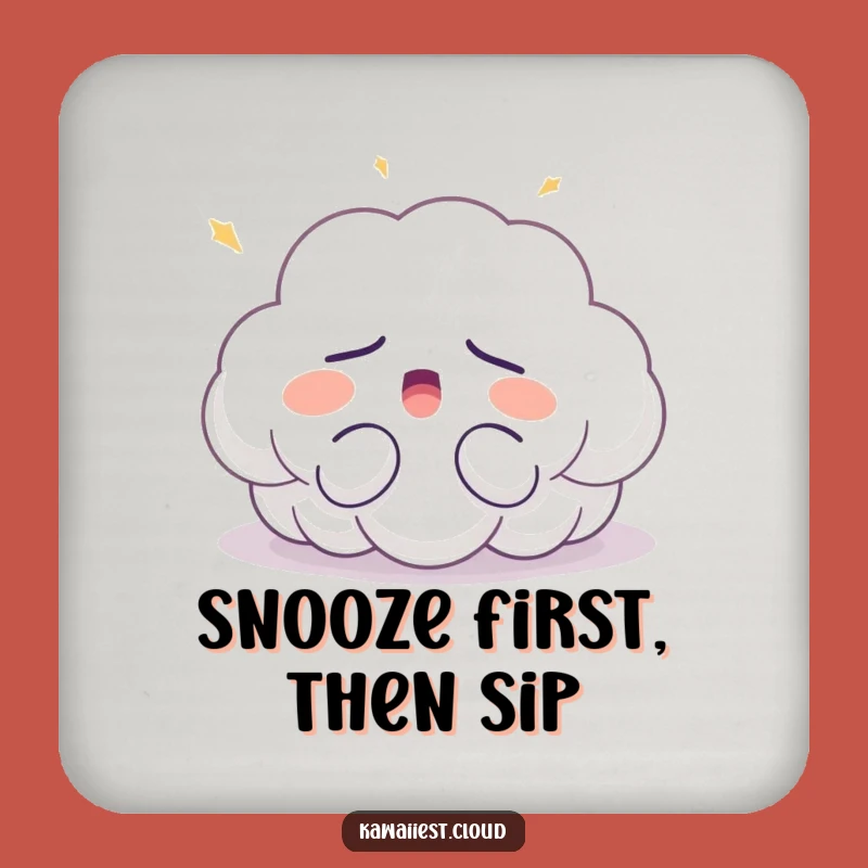 Funny Sleepy Cloud Yawn Drink Coaster - Protect Surfaces with Humor
