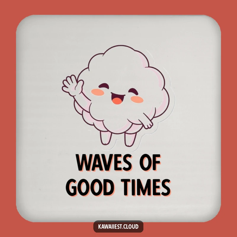 Funny Waving Cloud Drink Coaster: Protect Surfaces, Friendly Art, Perfect Funny Gift Set