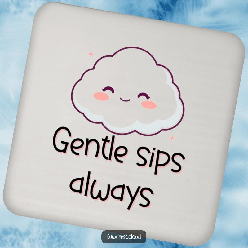 Funny drink coaster with a cloud character having a soft, comforting appearance, offering gentle protection for surfaces.