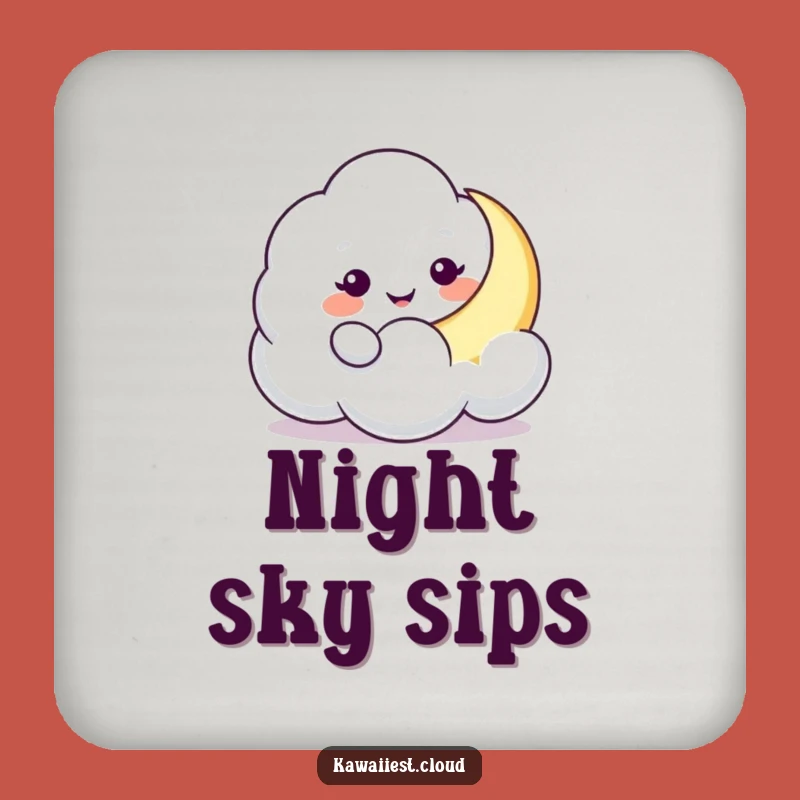 Funny Cloud Moon Nudge Coaster Set: Playful Character, Celestial Charm, Perfect Funny Gift