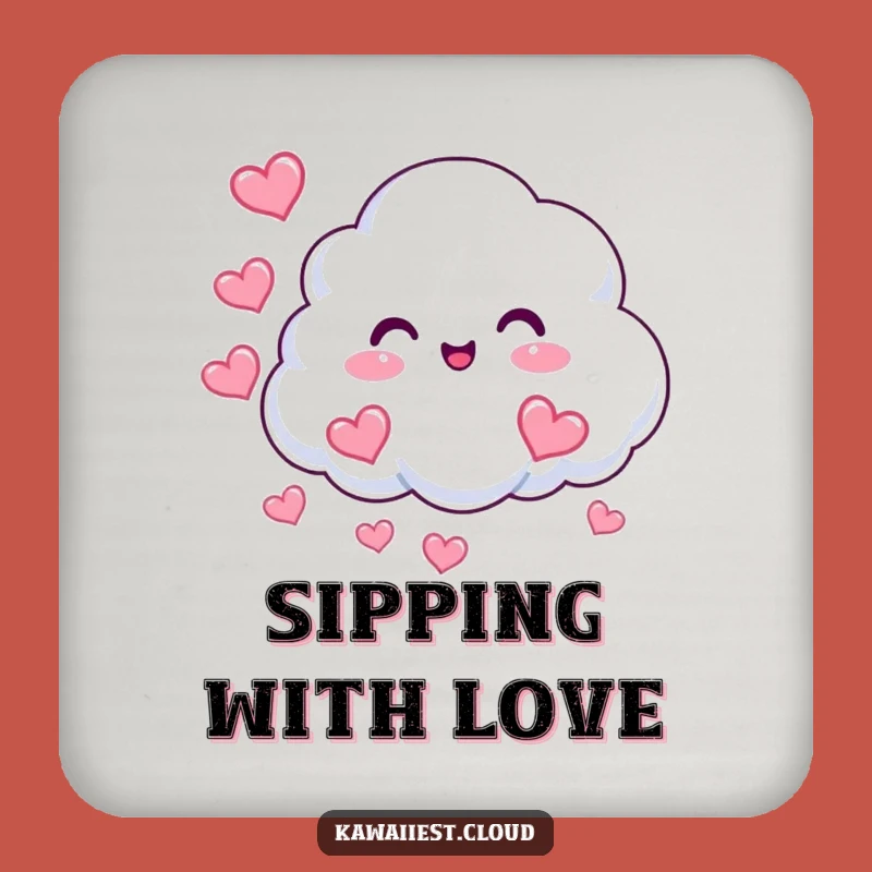 Funny Cloud Hearts Coaster Set: Beaming Character, Love Charm, Perfect Funny Gift