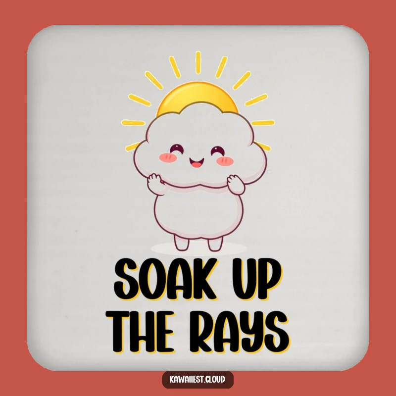 Funny Sunbeam Cloud Coaster: Happy Character Sharing Golden Sunbeam, Home Decor Gift