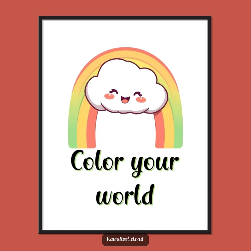 Funny Rainbow Cloud Poster: Delighted Character Creating Arch, Wall Art Gift