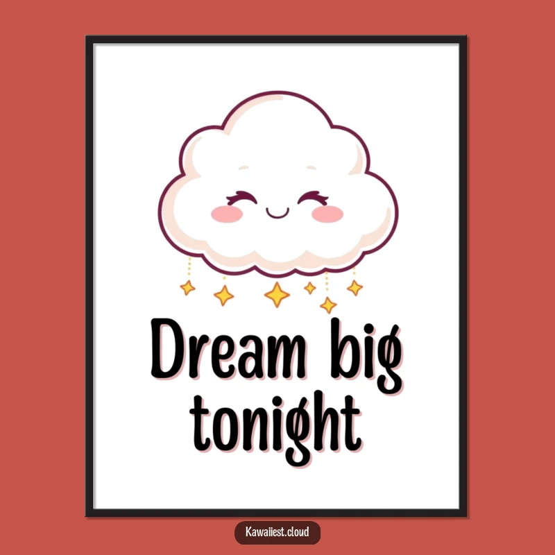 Funny Star Dropping Cloud Poster: Smiling Winking Character, Wall Art Gift