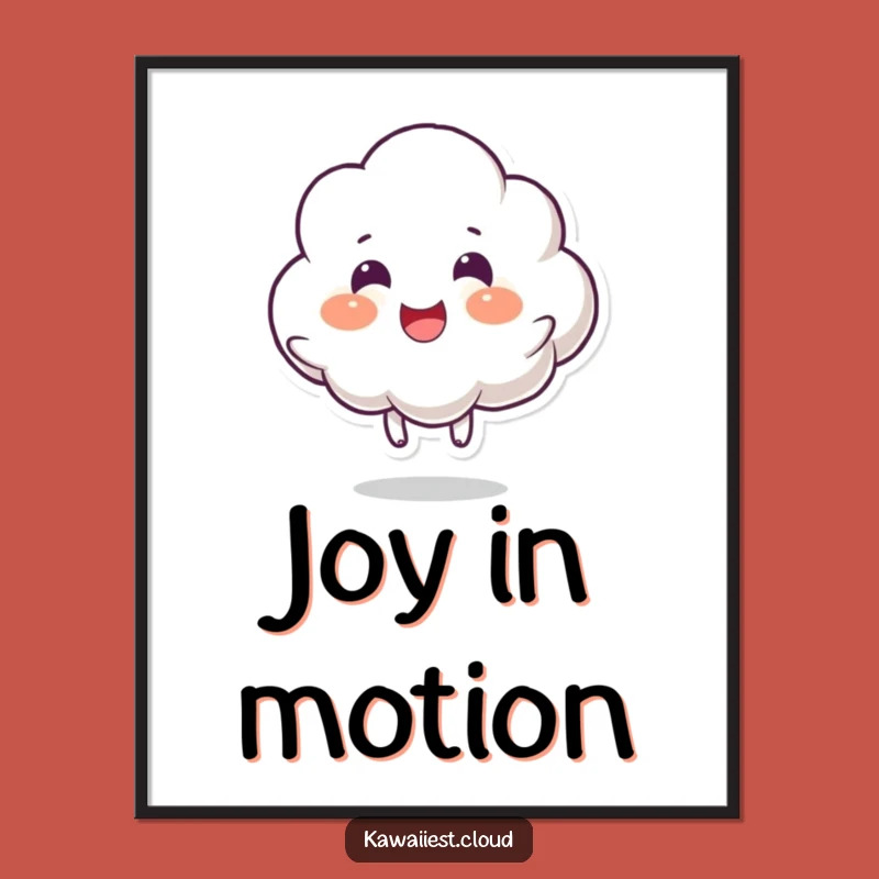 Funny Cloud Bounce Poster: Whimsical Character Art for a Cheerful Room
