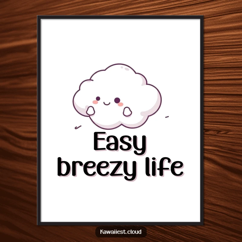 Funny Cloud Poster illustrating a character happily gliding on a gentle breeze, ideal for wall decor.