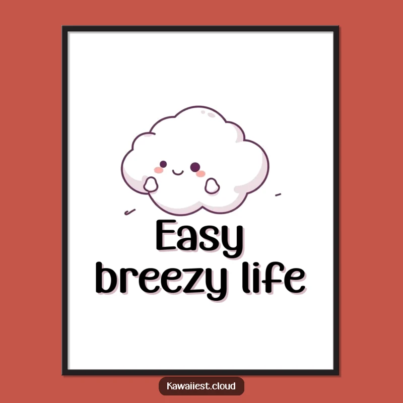 Funny Cloud Breeze Poster - Serene Wall Art of Happy Gliding Gift