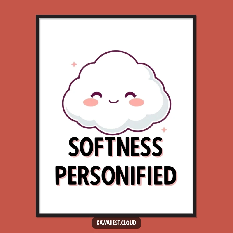 Funny Cloud Comfort Poster: Whimsical Character Art for a Gentle Room