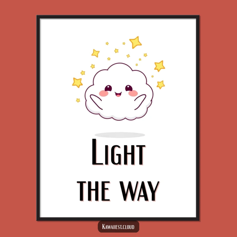 Funny Cloud Firefly Poster: Whimsical Character Art Print