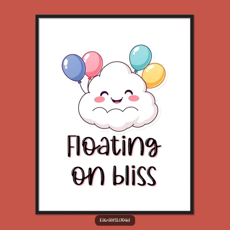 Funny Happy Cloud Poster: Adorable Balloon Character Art for Walls