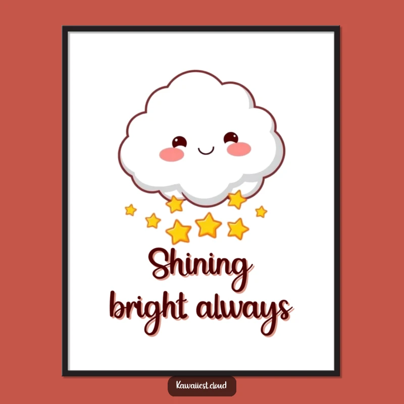 Funny Star-Throwing Cloud Poster: Magical Rosy-Cheeked Wall Art