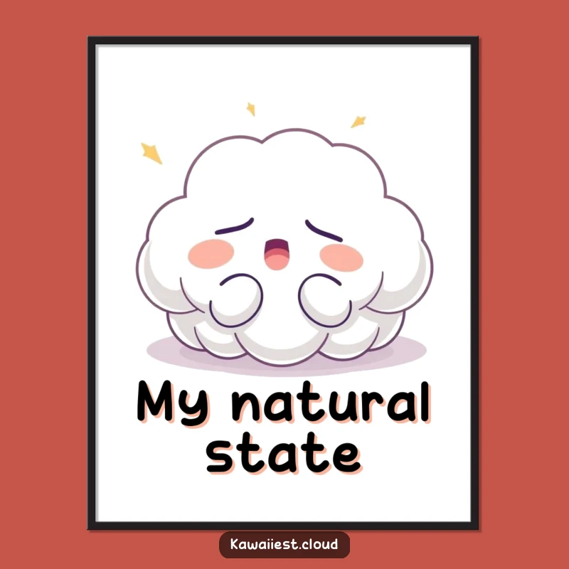 Funny Sleepy Cloud Yawn Poster - Whimsical Wall Art for a Cozy Space