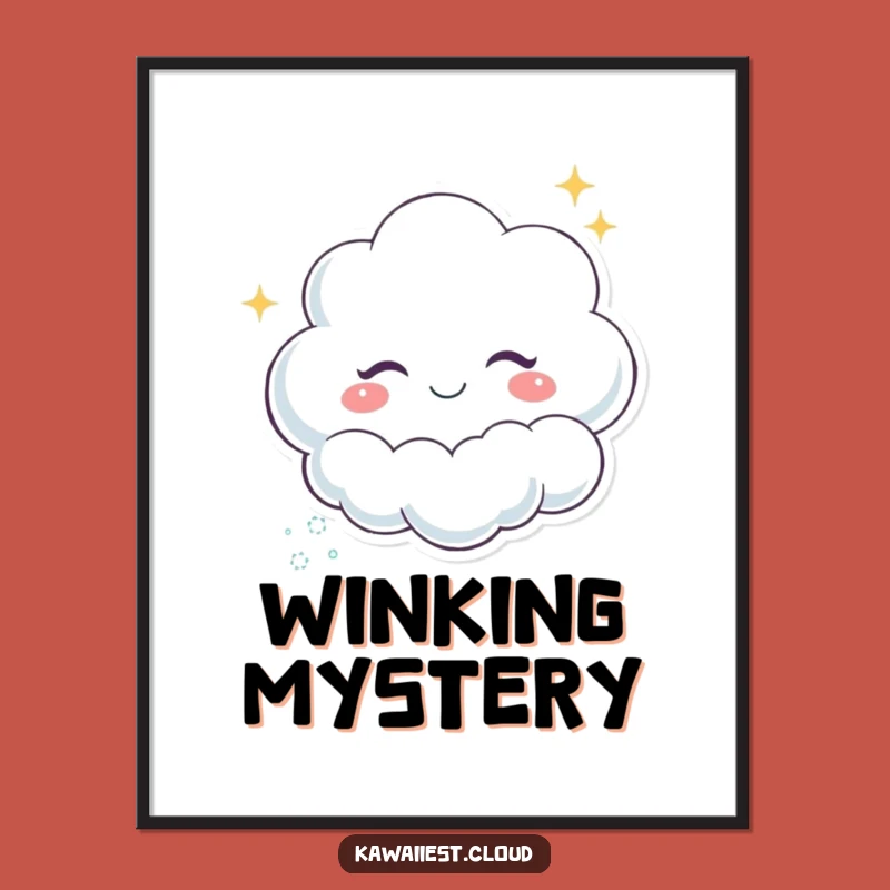 Funny Winking Cloud Poster: Sparkle Art, Playful Wink Decor