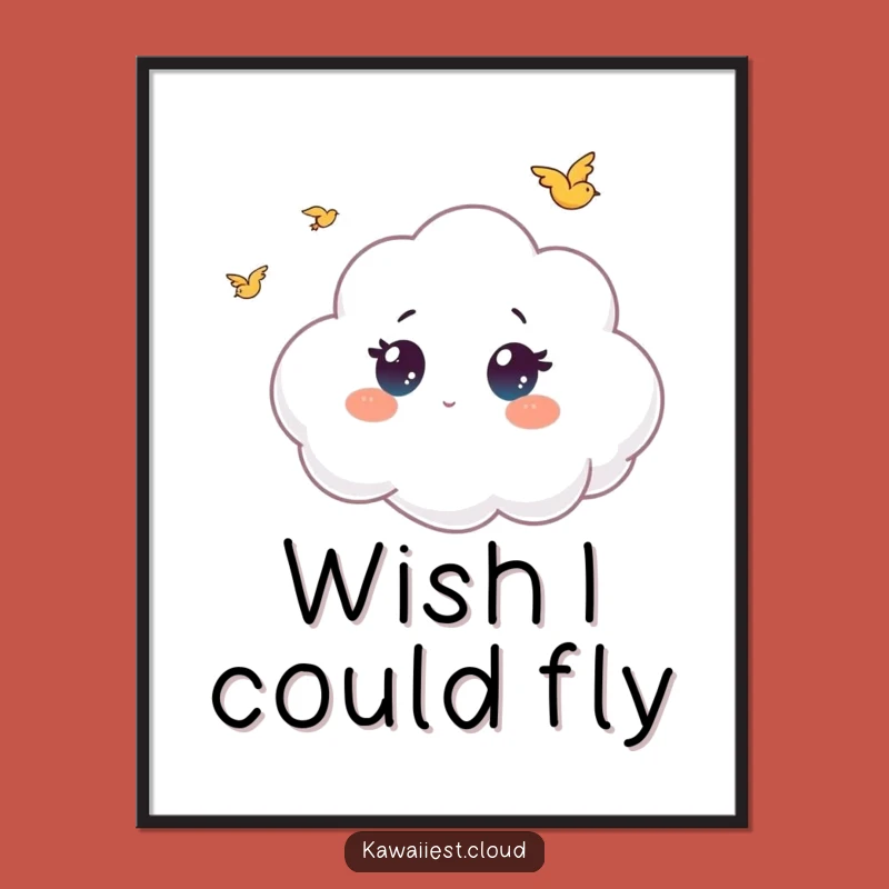 Funny Wide-Eyed Cloud Poster: Bird Watching Art, Captivating Humorous Gift