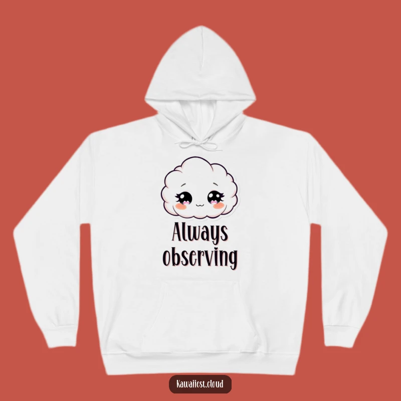 Cozy Funny Cloud Hoodie: Curious Peering Character, Whimsical Gift