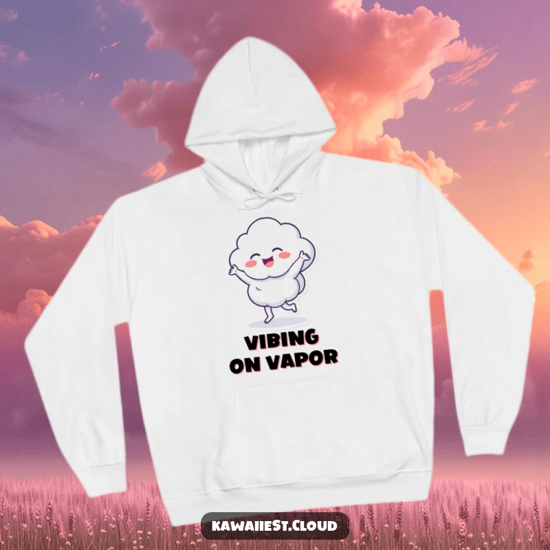 Funny hoodie featuring a cloud character in a dynamic, cheerful dance, bringing vibrant energy and humor to cozy wear.
