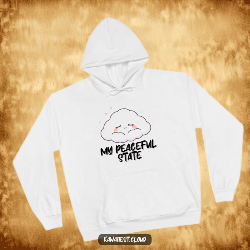 Funny Dreaming Cloud Hoodie: A peaceful cloud character with closed eyes drifts across the sky, offering warmth and serene humor.