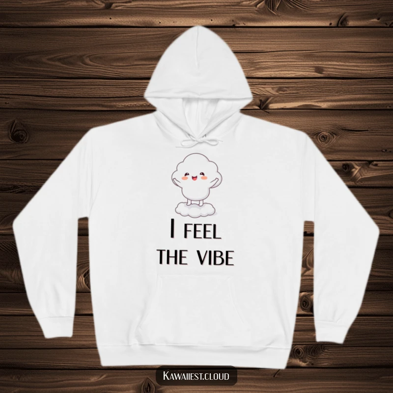 Funny Hoodie: A cloud character joyfully performing a delightful jig on its fluffy cloud base, radiating happiness.