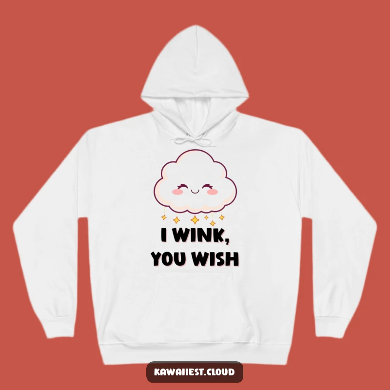 Funny Star Dropping Cloud Hoodie: Smiling Winking Character, Perfect Funny Gift
