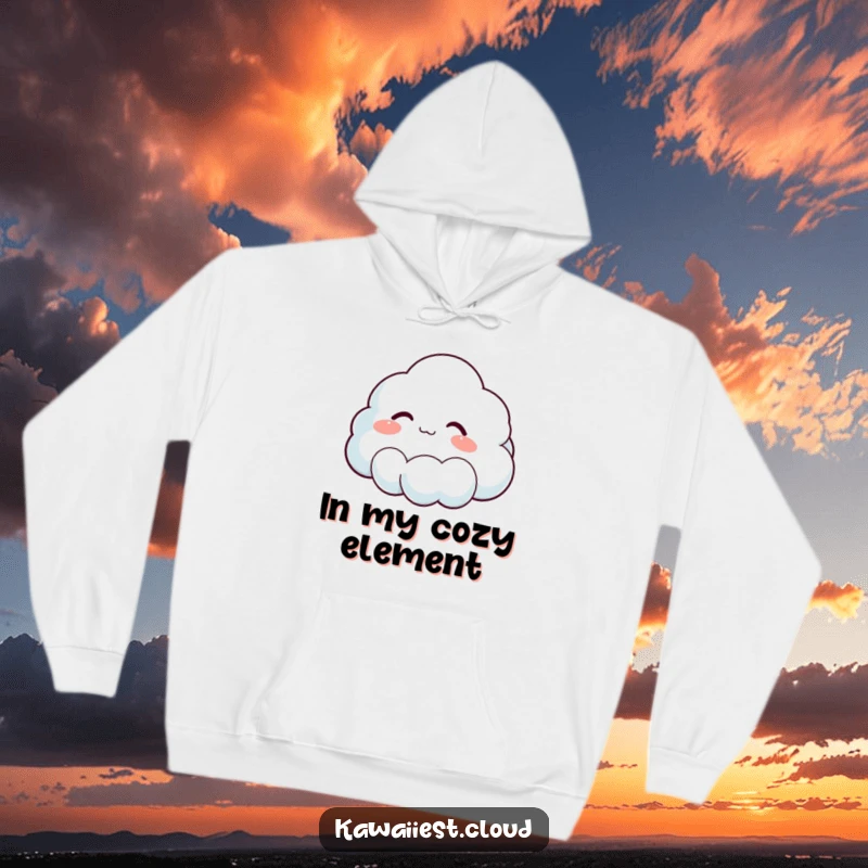 Funny hoodie showcasing a cloud character releasing a long, contented sigh, offering warmth, comfort, and a touch of humor.