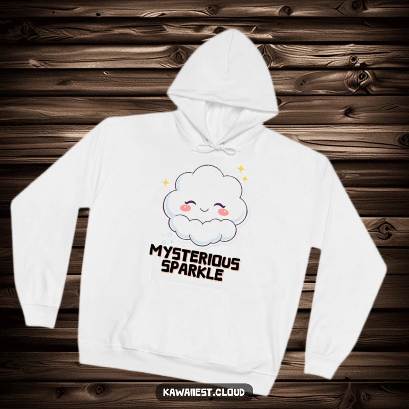 Funny Winking Cloud Hoodie: A soft hoodie featuring a winking cloud character leaving a trail of sparkles, offering cozy playfulness.